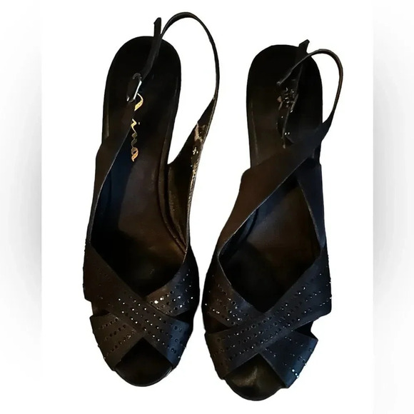 Mia black peep toe heel with sparkle. - Picture 2 of 3